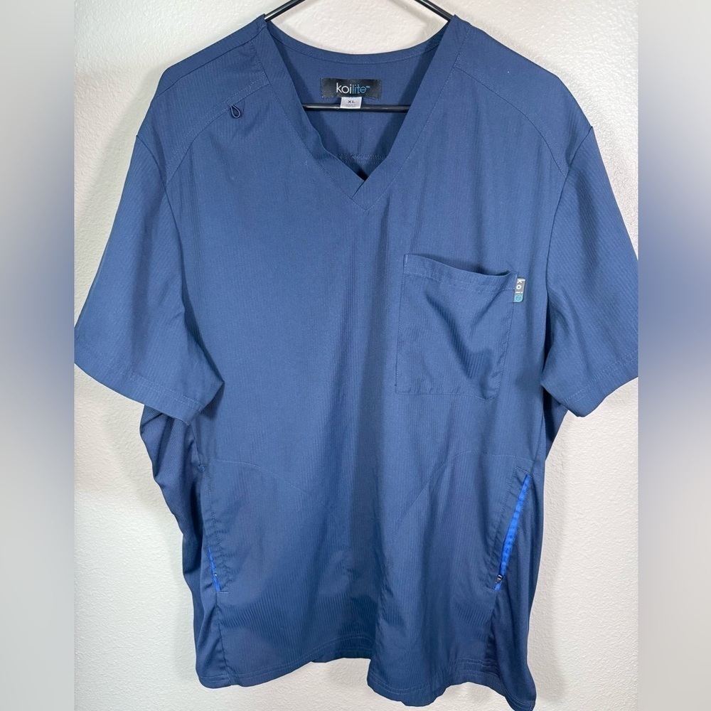 KoiLite Scrub Top‎ Womens XL Medical Nursing V Neck Workwear navy blue
